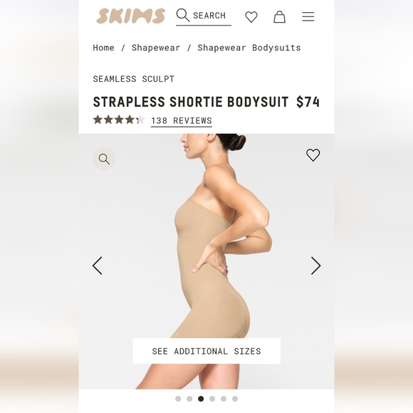 Brand New Skims Seamless Sculpt Strapless Shortie Bodysuit - Picture 5 of 7